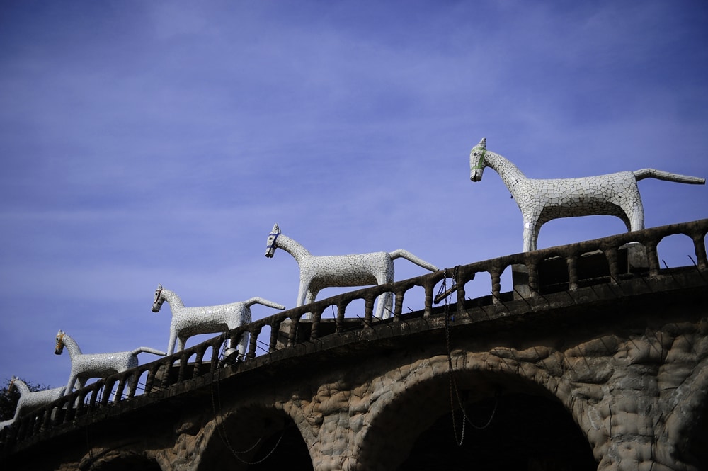 Ceramic Horses in Rock Garden