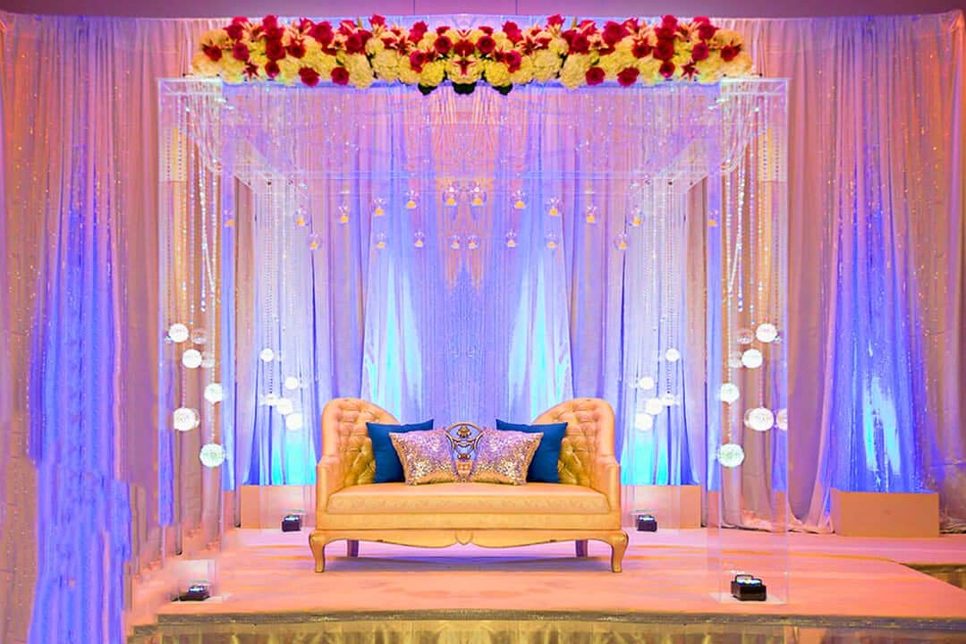 stage decoration ideas for wedding Reception holud - Rose Haven Designs